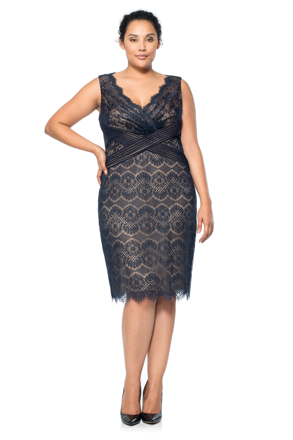 Tadashi Shoji Plus Size - Lace V-Neck Sheath Dress