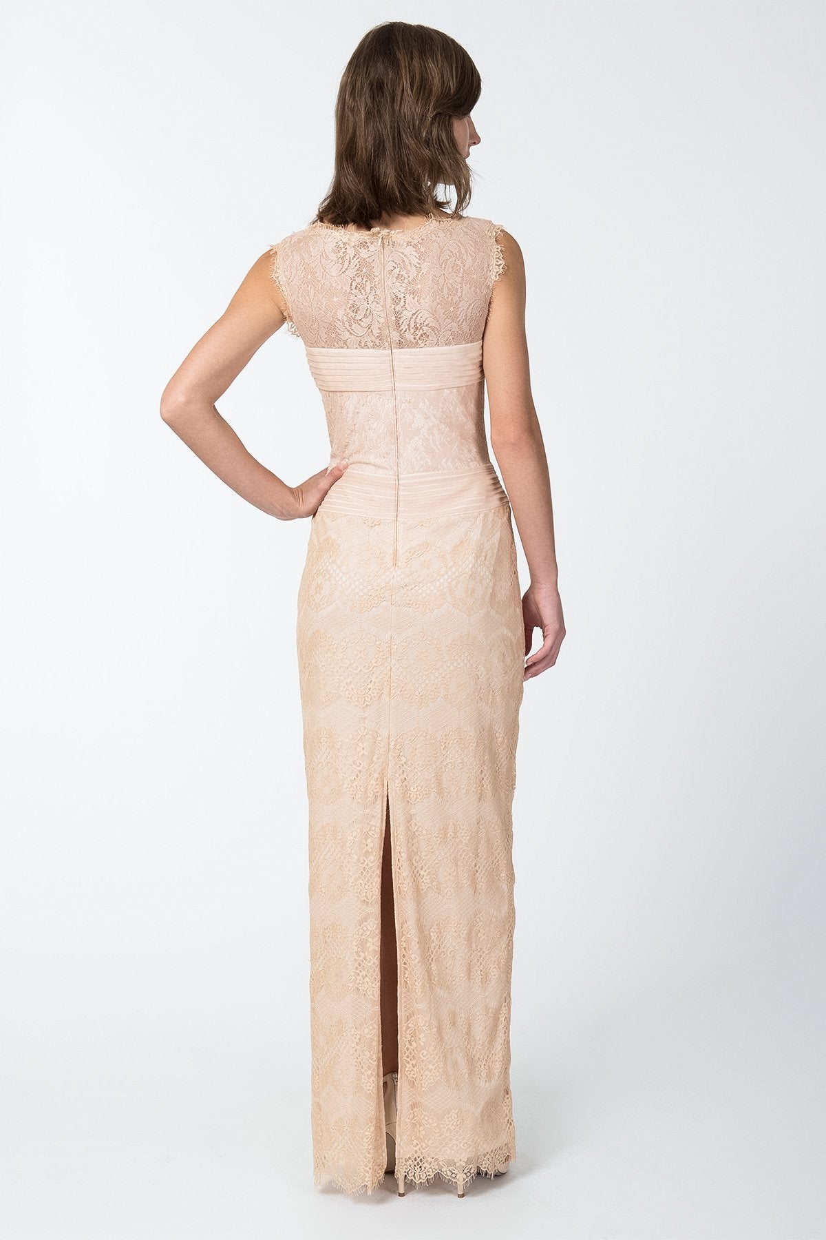 Chantilly Lace Boatneck Gown in Desert Bloom