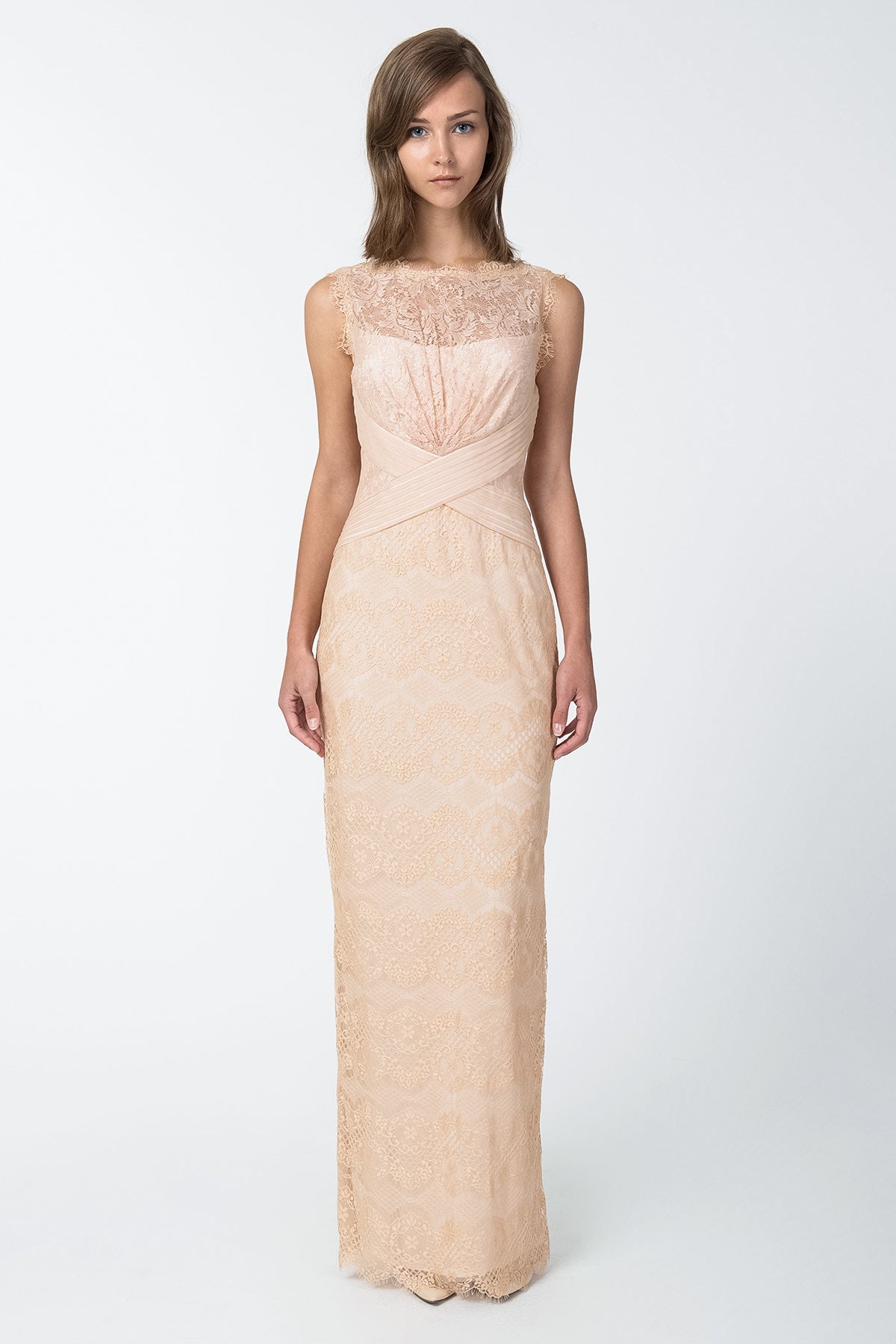 Chantilly Lace Boatneck Gown in Desert Bloom