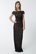 Chantilly Lace Gown in Black / Nude