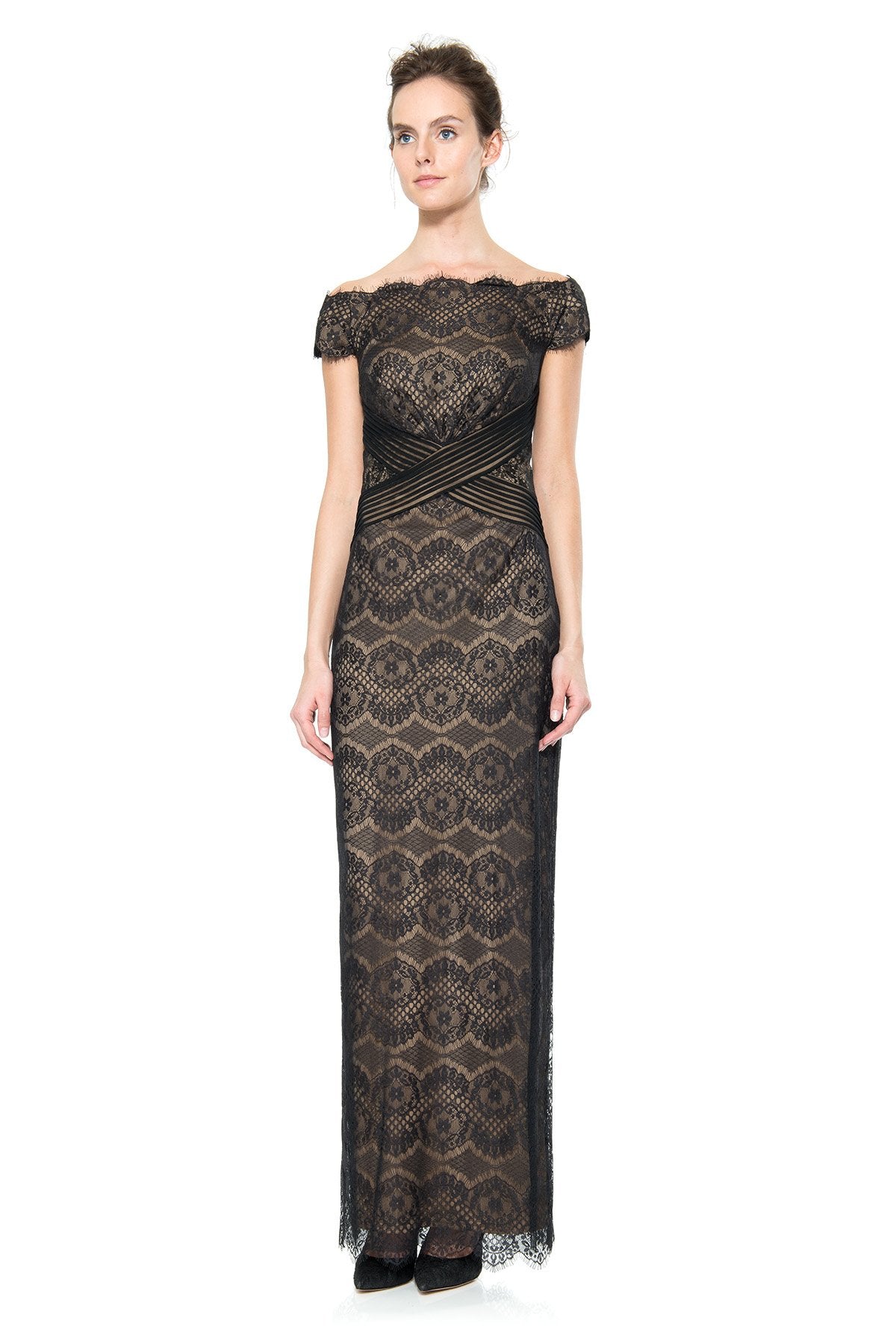 Chantilly Lace Gown in Black / Nude