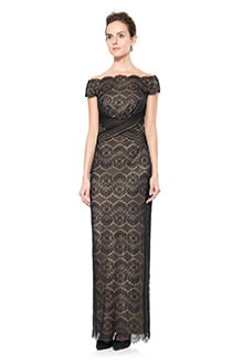 Chantilly Lace Gown in Black / Nude