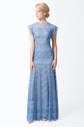 Chantilly Lace Drop Sleeve Gown in Blue Stone
