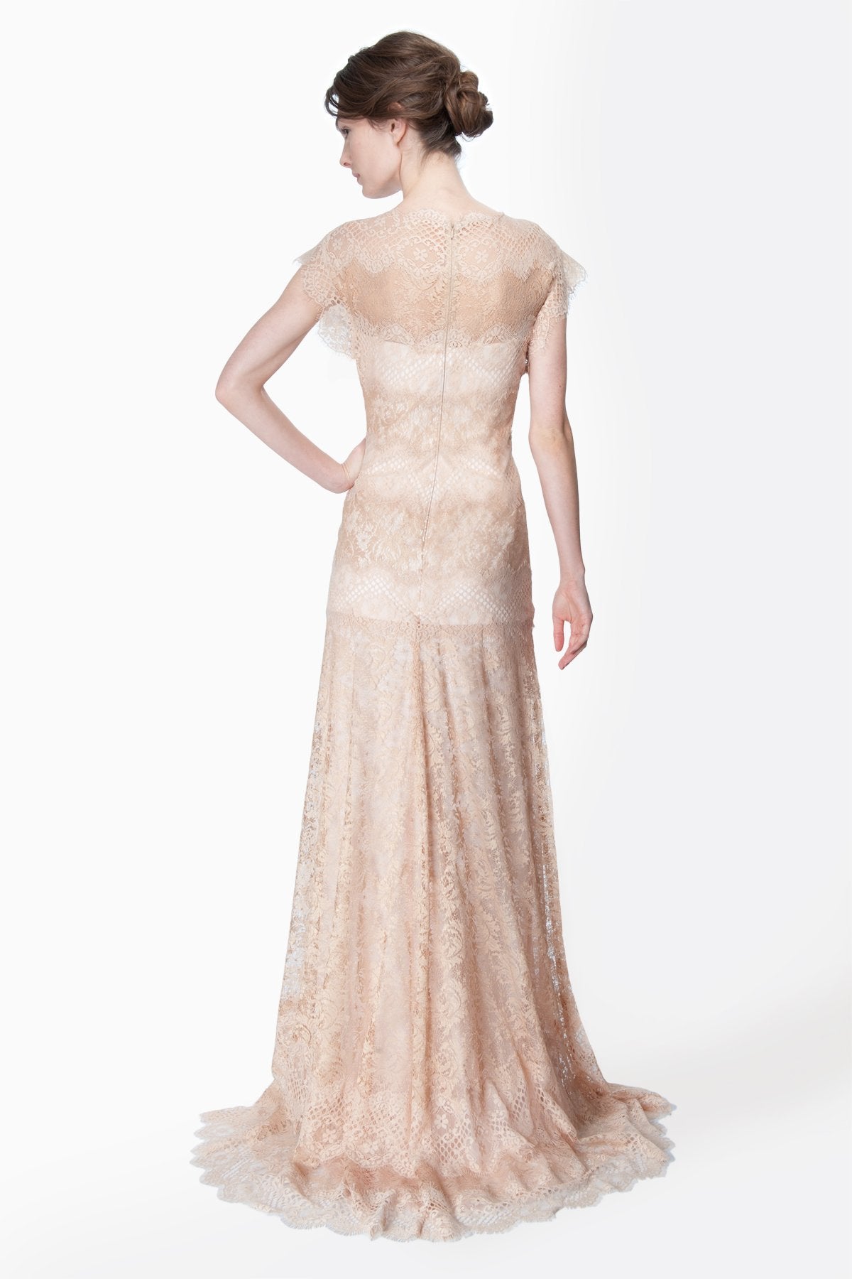Chantilly Lace Drop Sleeve Gown in Desert Bloom