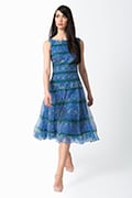 Mixed Print Chiffon Dress in Blue Lagoon