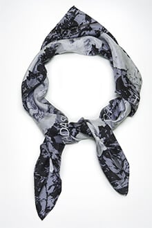 Floral Print Silk Scarf in Grey