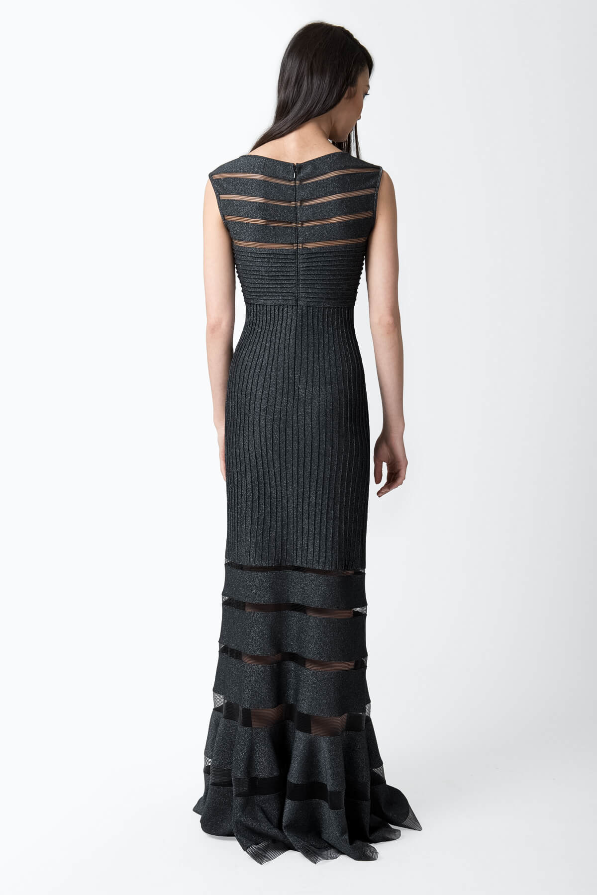 Metallic Pintuck Jersey Gown in Shadow