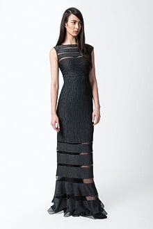Metallic Pintuck Jersey Gown in Shadow