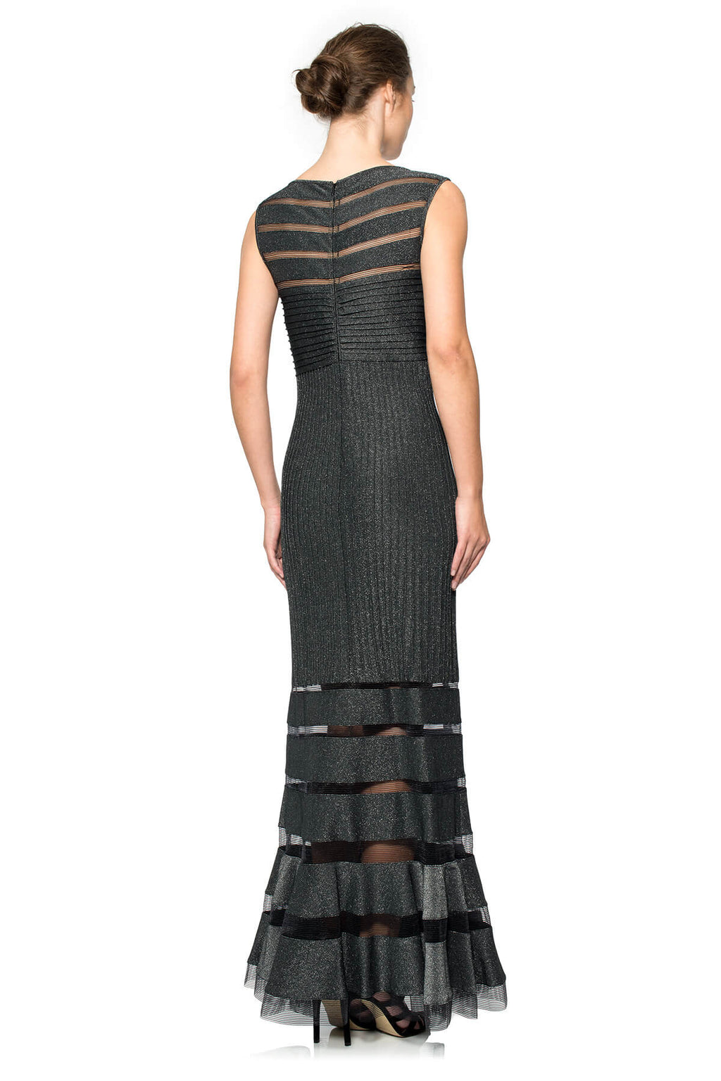 Metallic Pintuck Jersey Gown in Shadow