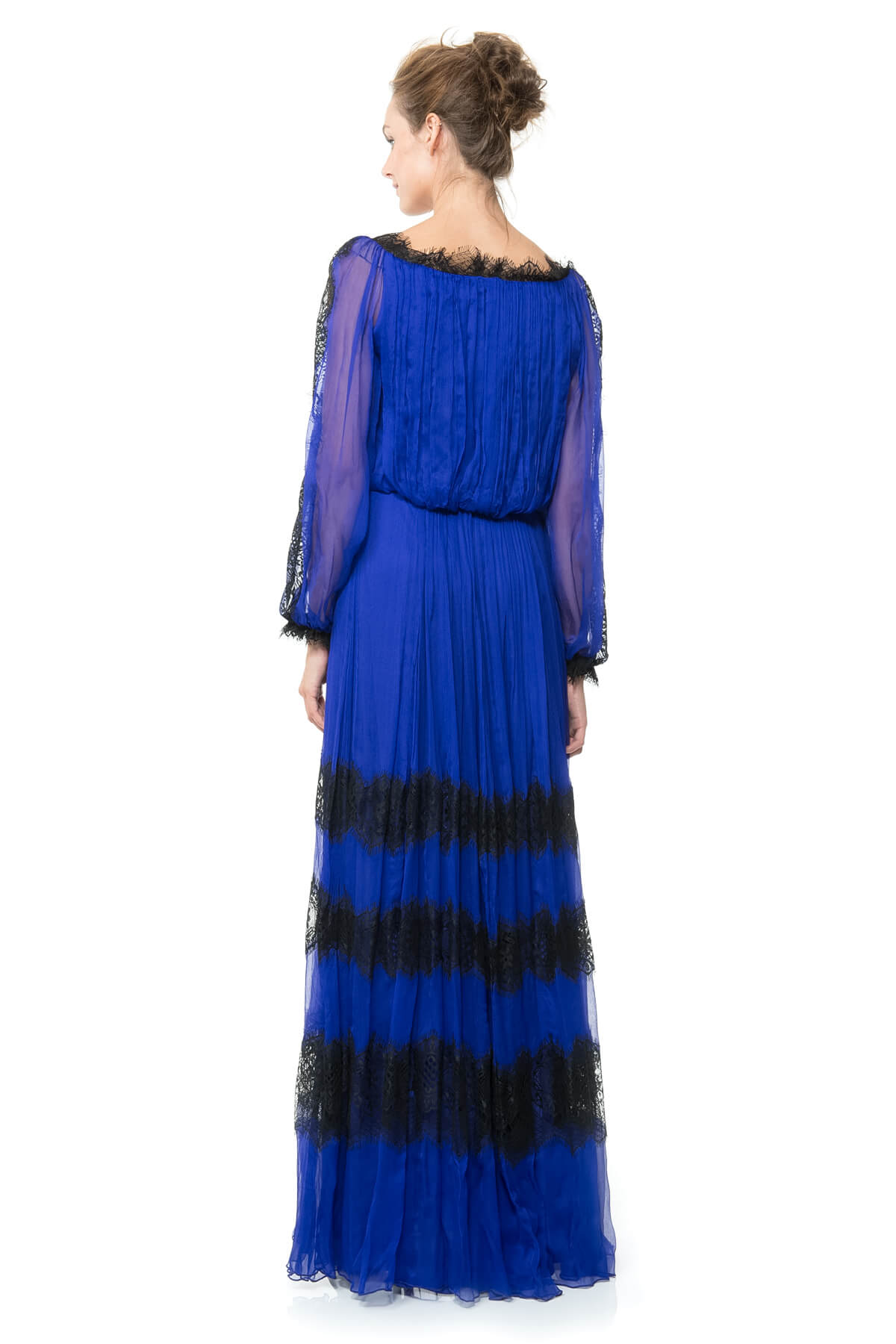 Lace Sleeve Chiffon Gown