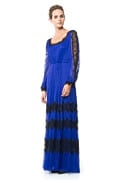 Lace Sleeve Chiffon Gown