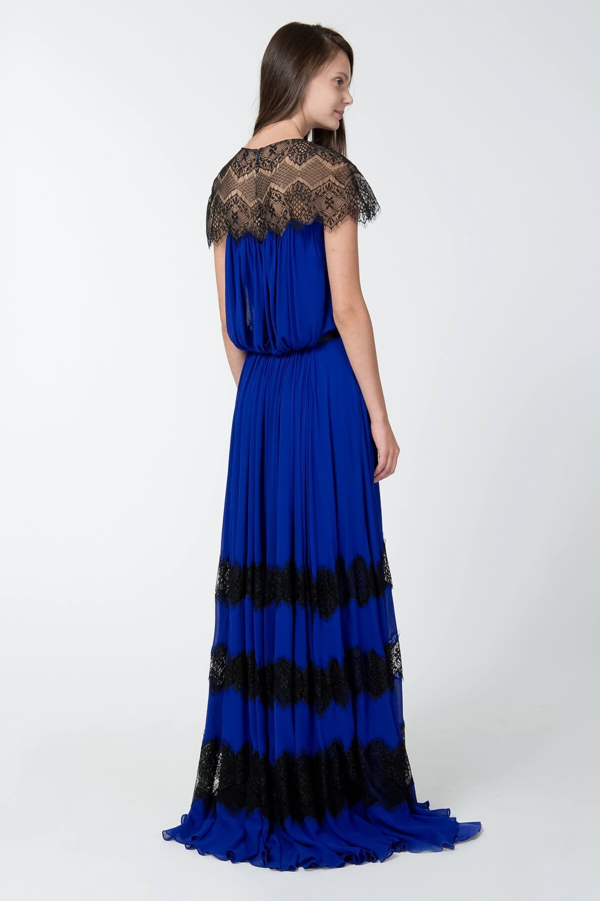 Lace Illusion Chiffon Gown