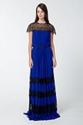 Lace Illusion Chiffon Gown