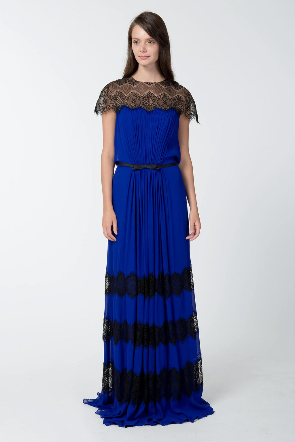 Lace Illusion Chiffon Gown