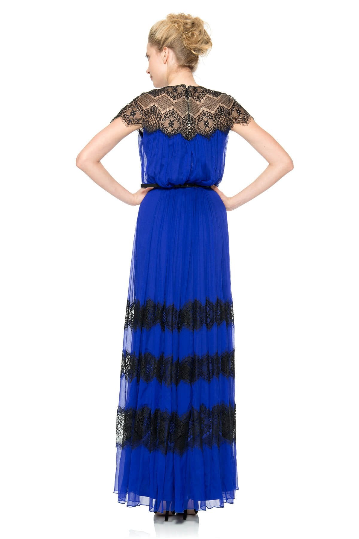 Lace Illusion Chiffon Gown
