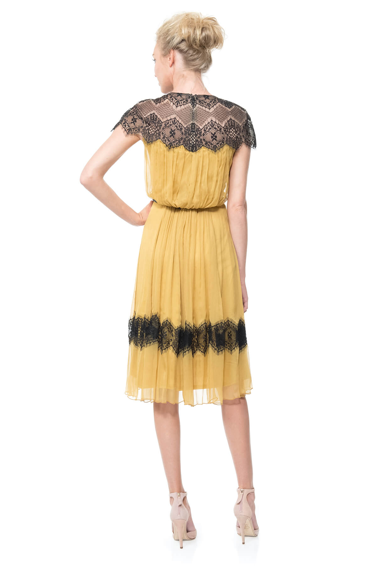 Lace Illusion Chiffon Dress
