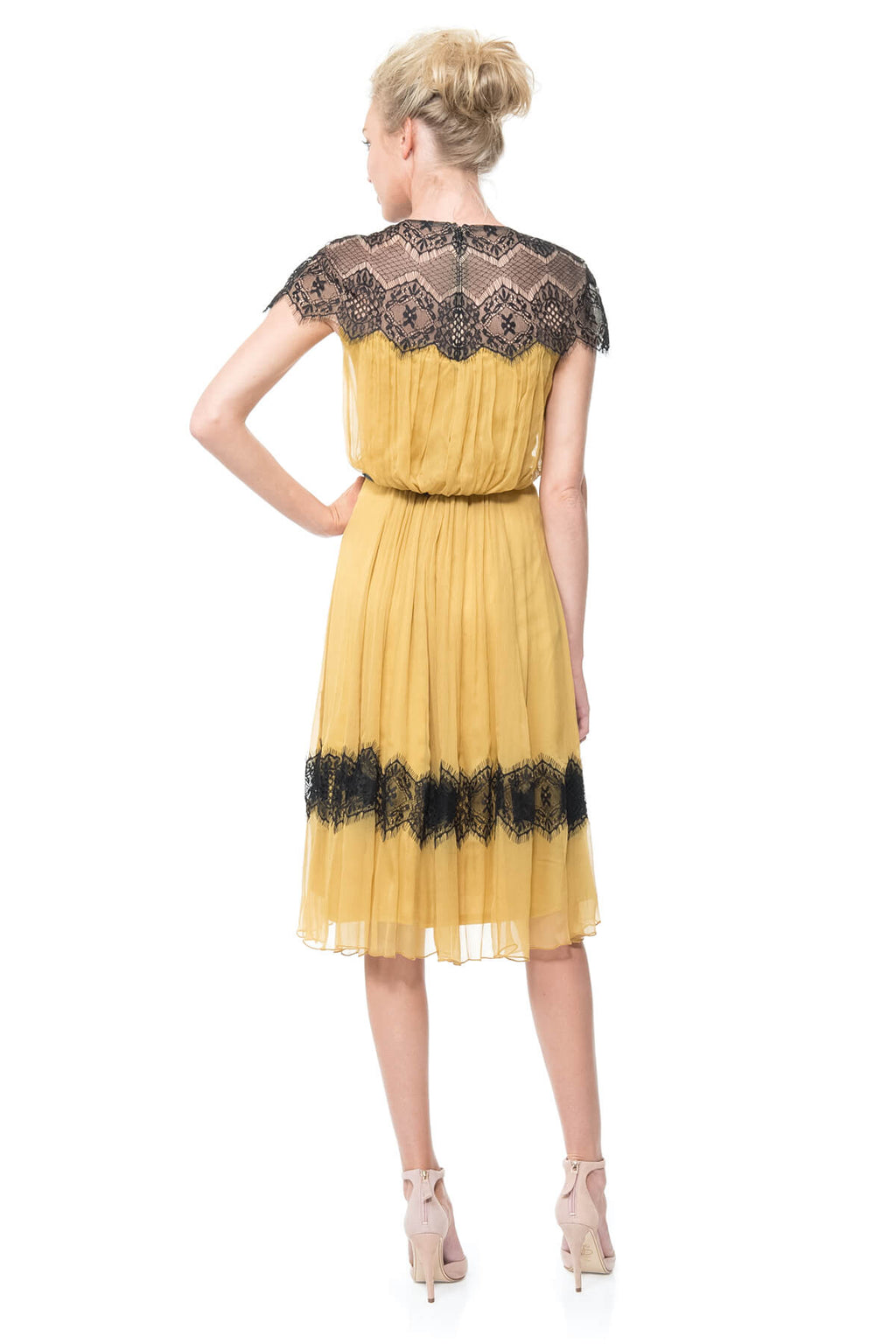 Lace Illusion Chiffon Dress