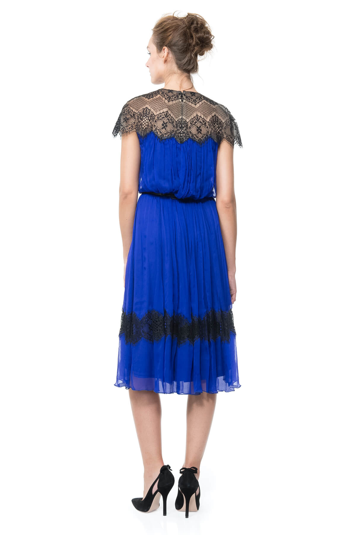 Lace Illusion Chiffon Dress