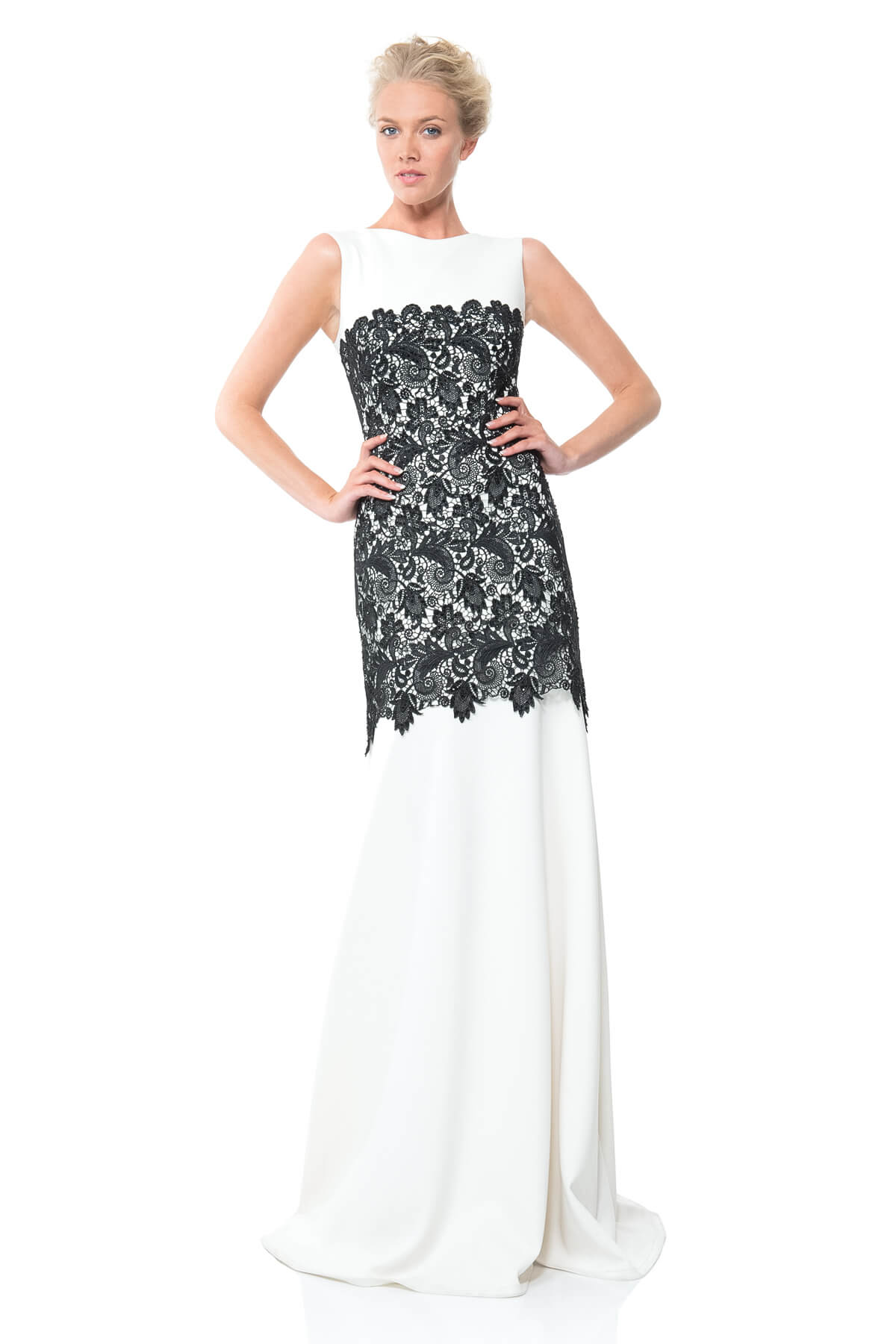 Lace Overlay Neoprene Gown
