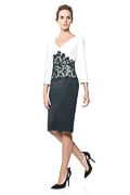 Colorblocked Lace Waist Dress