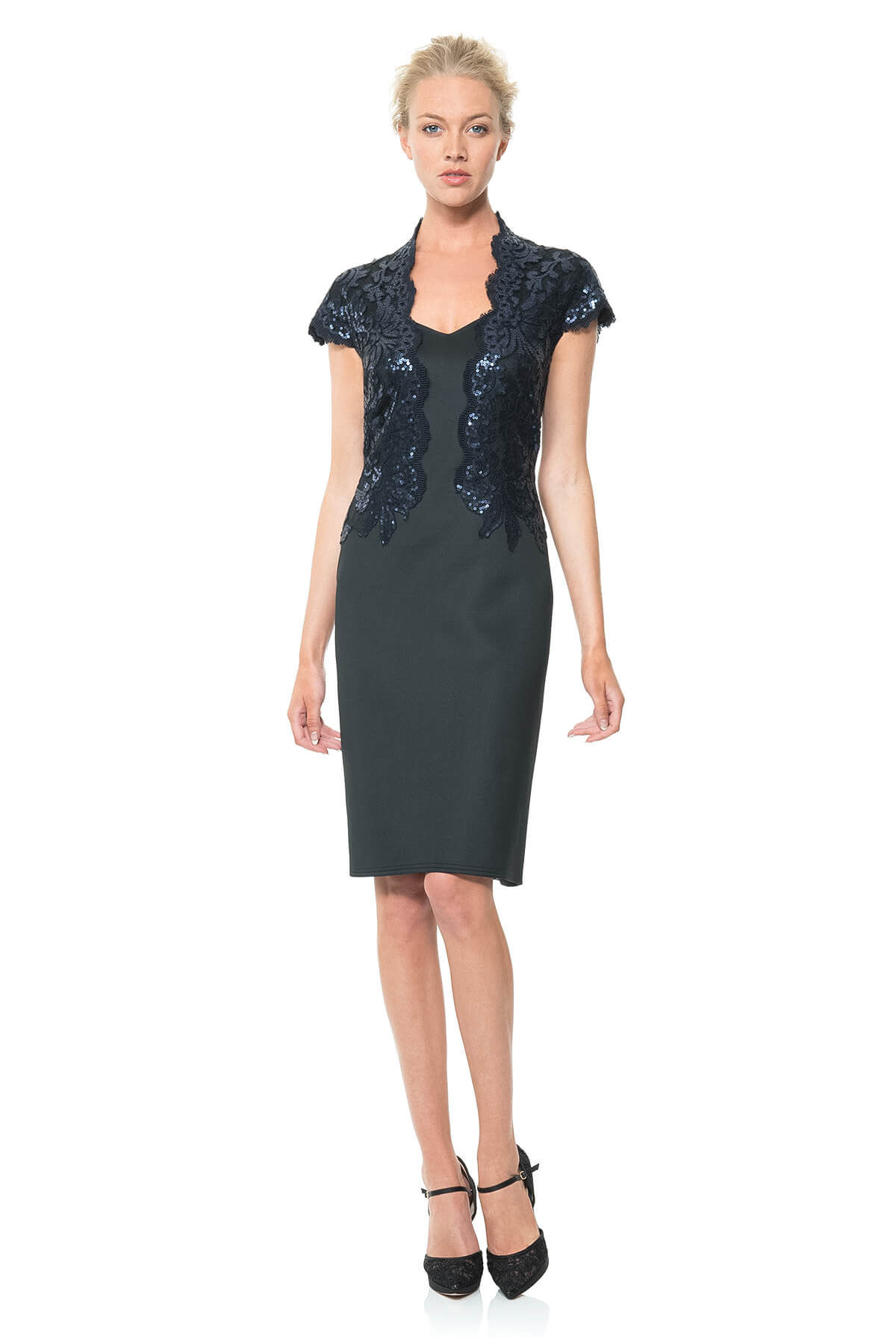 Sequin Bodice Neoprene Dress