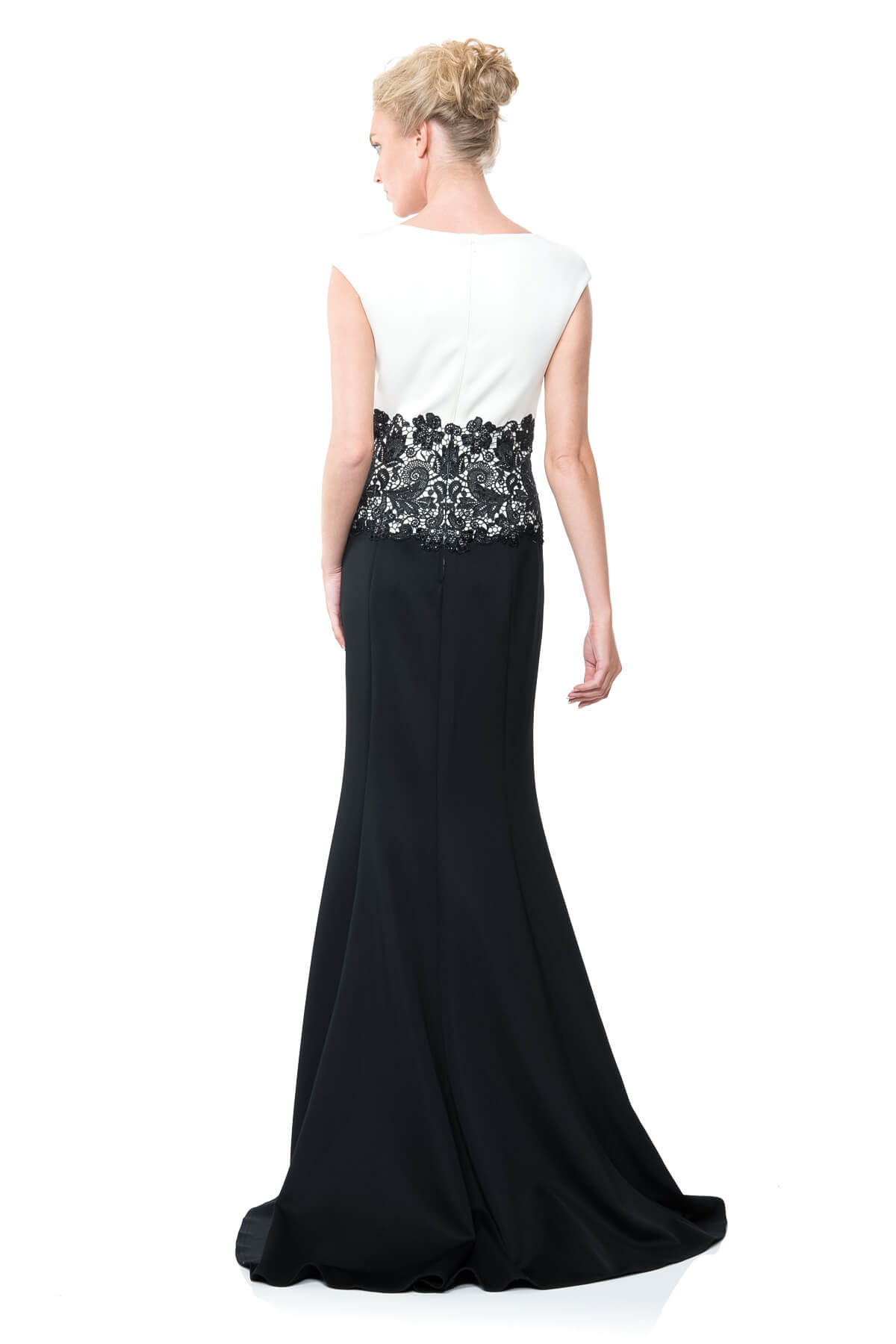 Colorblocked Lace Waist Gown