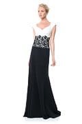 Colorblocked Lace Waist Gown