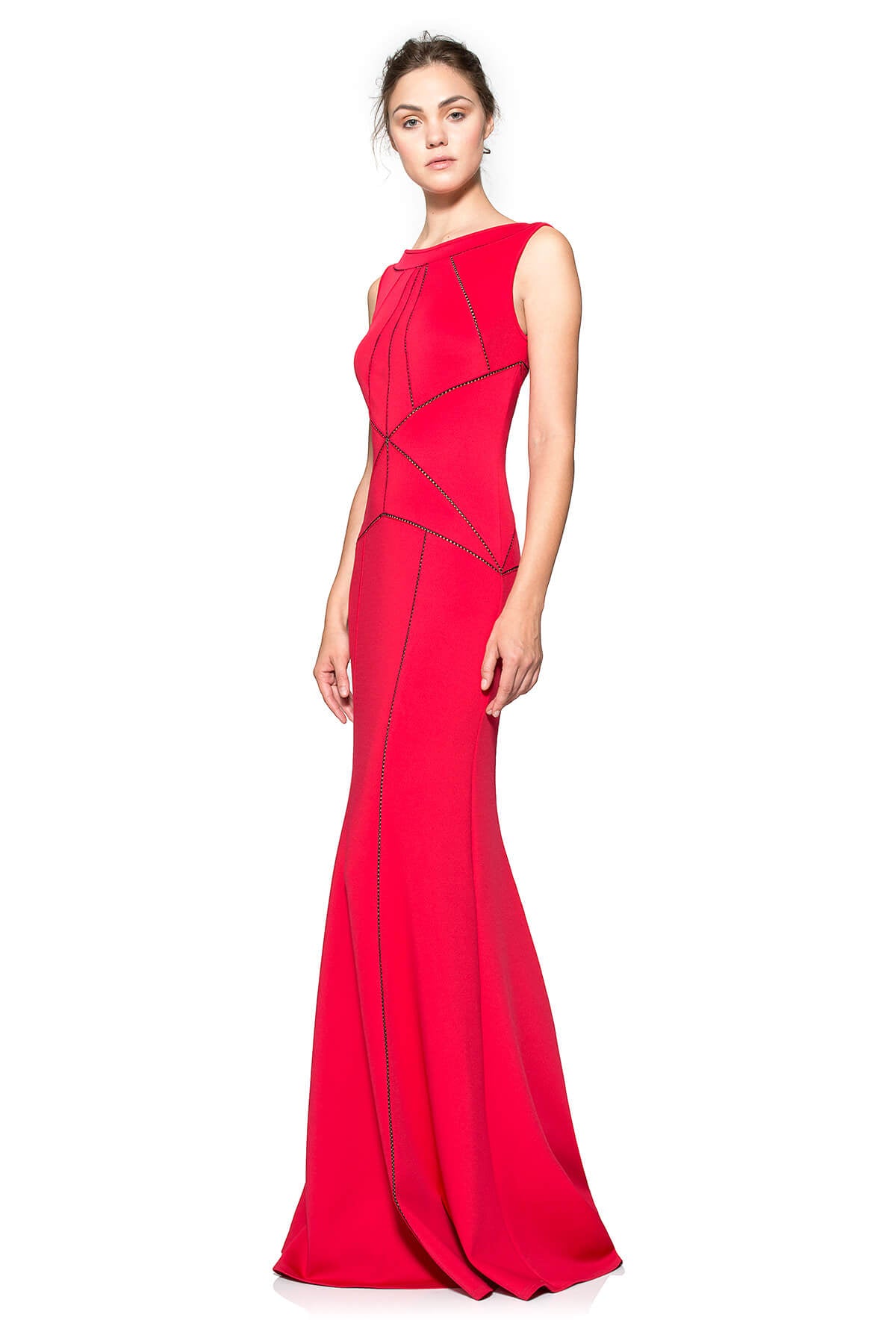 Cut Neoprene Boatneck Gown