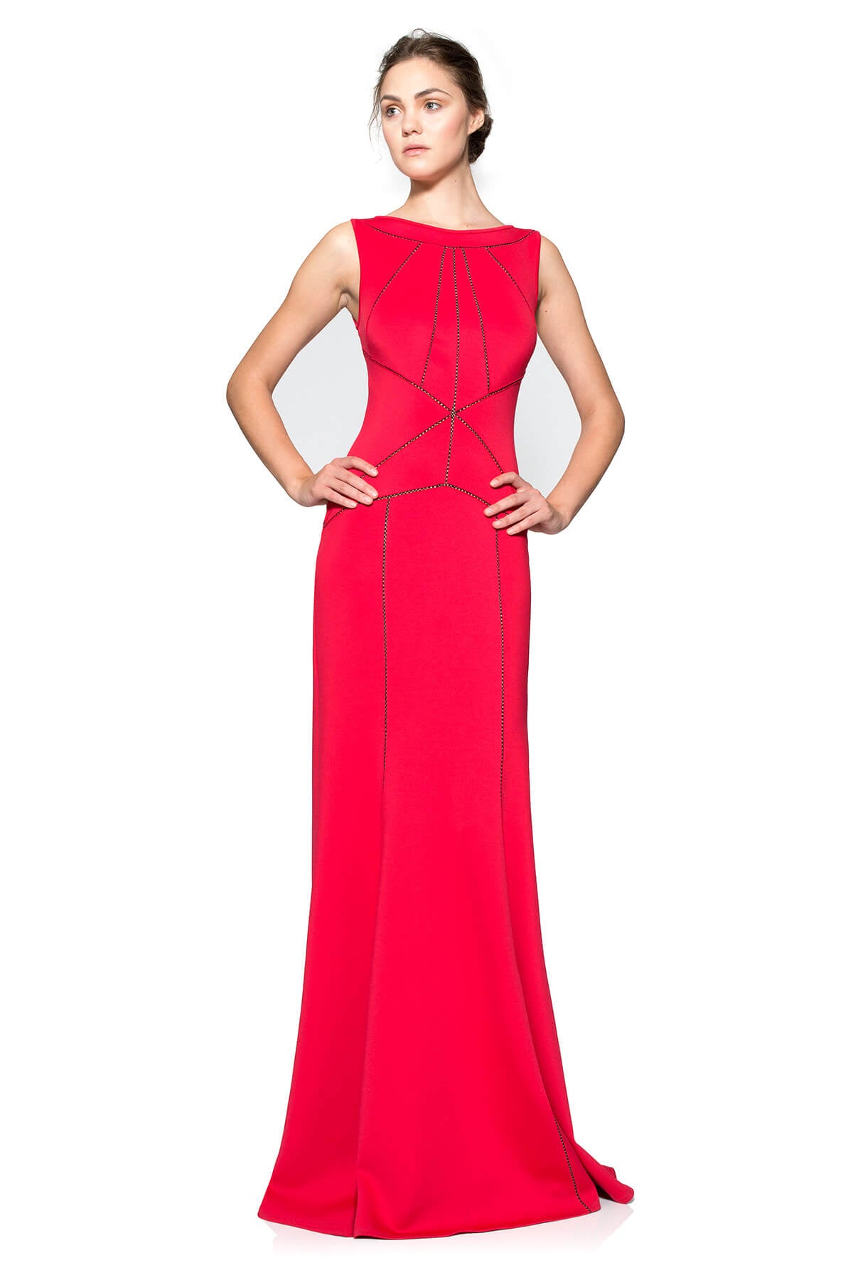 Cut Neoprene Boatneck Gown