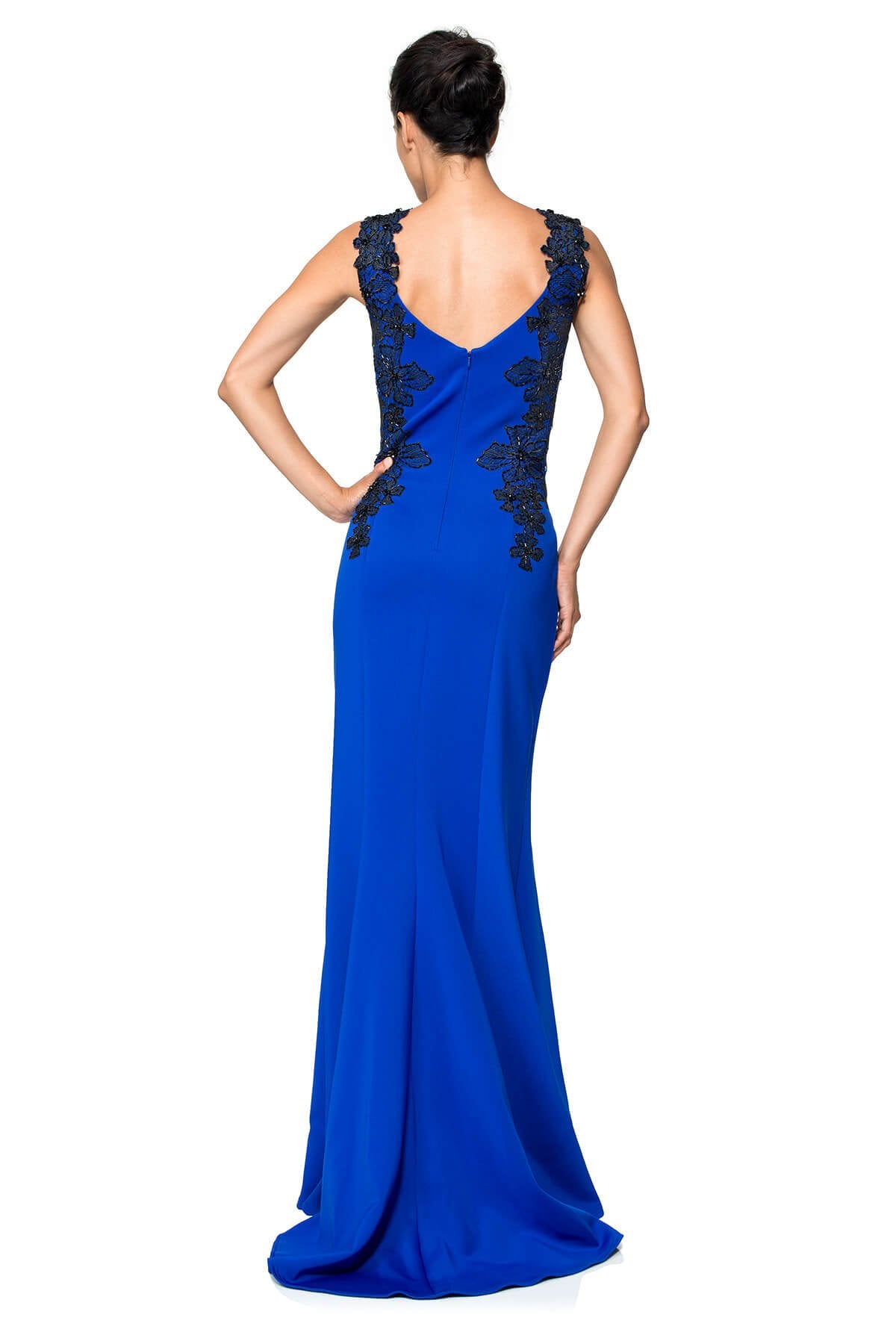 Embroidered Tulle and Crepe Halter Gown
