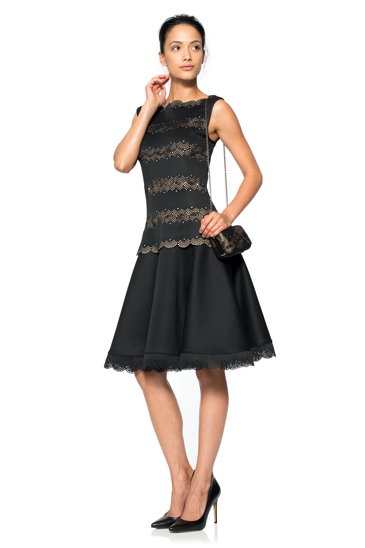 Laser Cut Neoprene A-Line Dress