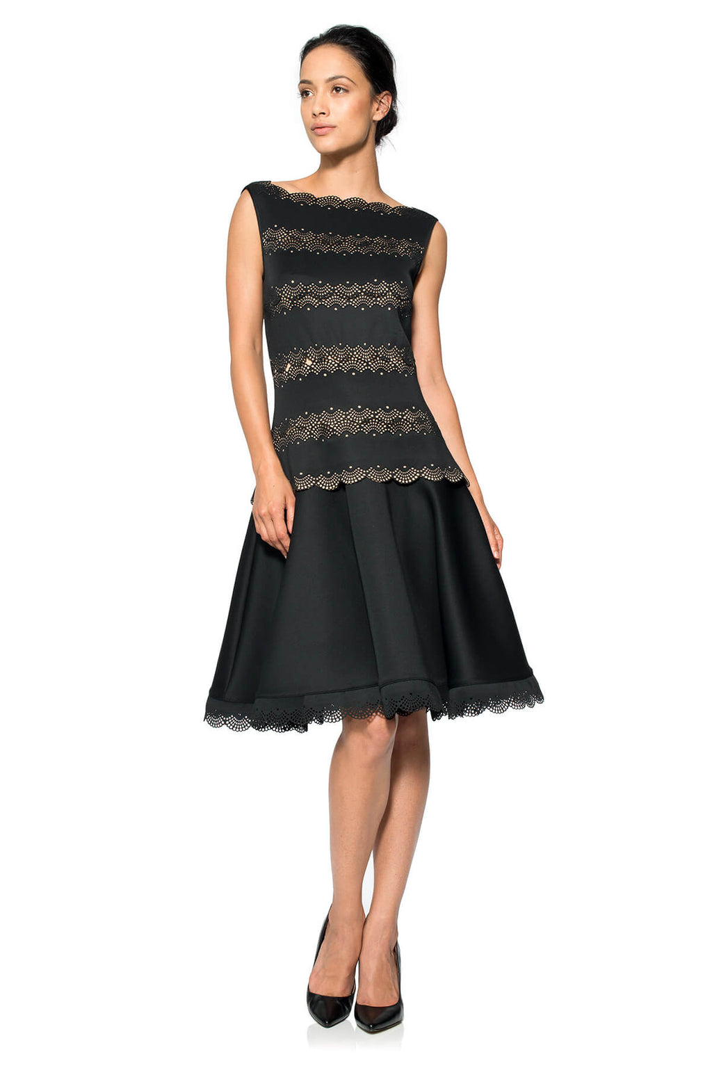 Laser Cut Neoprene A-Line Dress