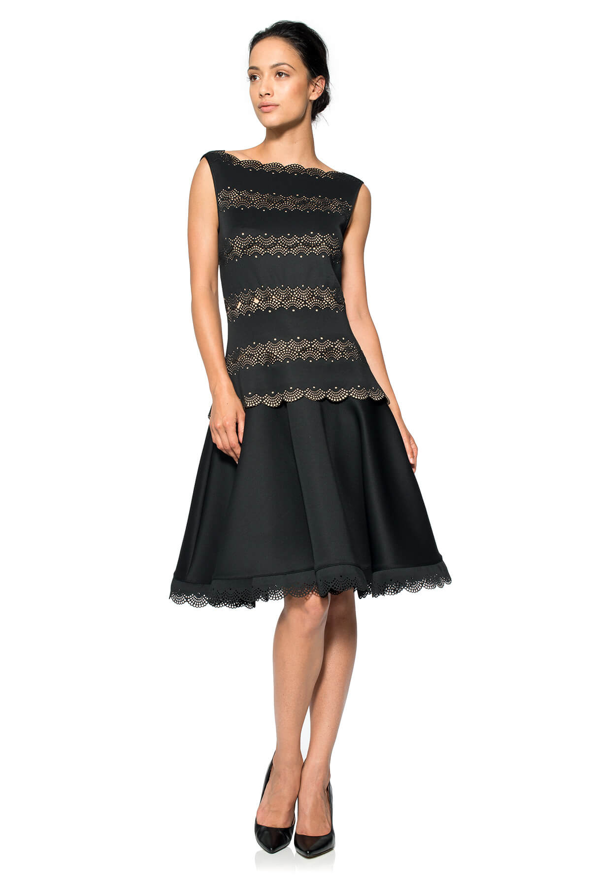 Laser Cut Neoprene A-Line Dress