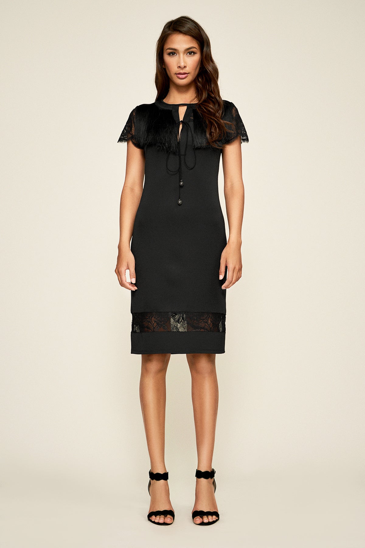 Tadashi Shoji - Corisande Short Sleeve Fringe Dress