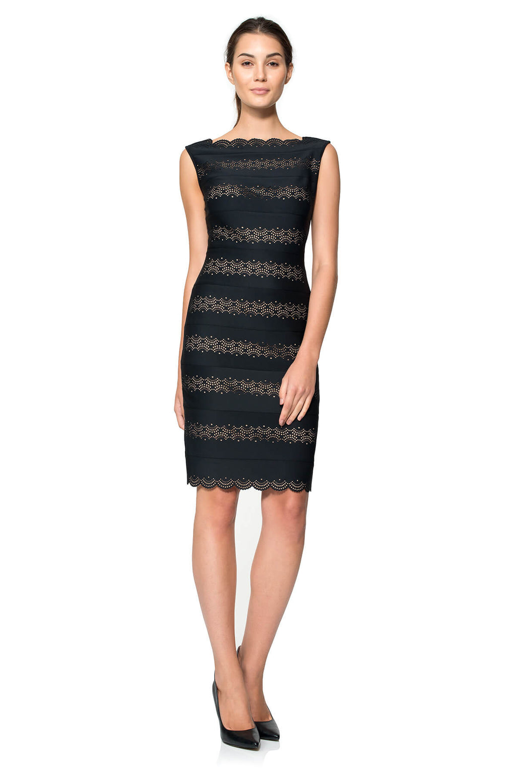 Laser Cut Neoprene Sheath Dress