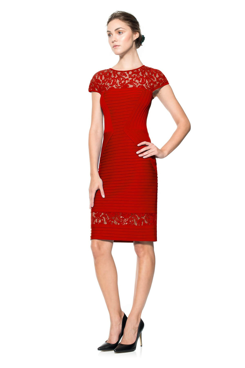 Pintuck Paneled Sheath Dress