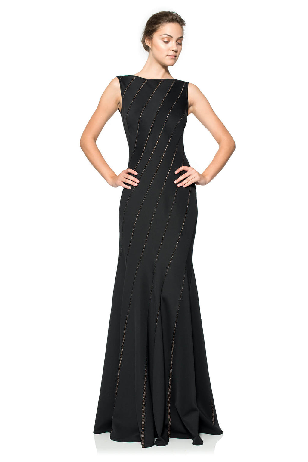 Cut Neoprene Boatneck Gown