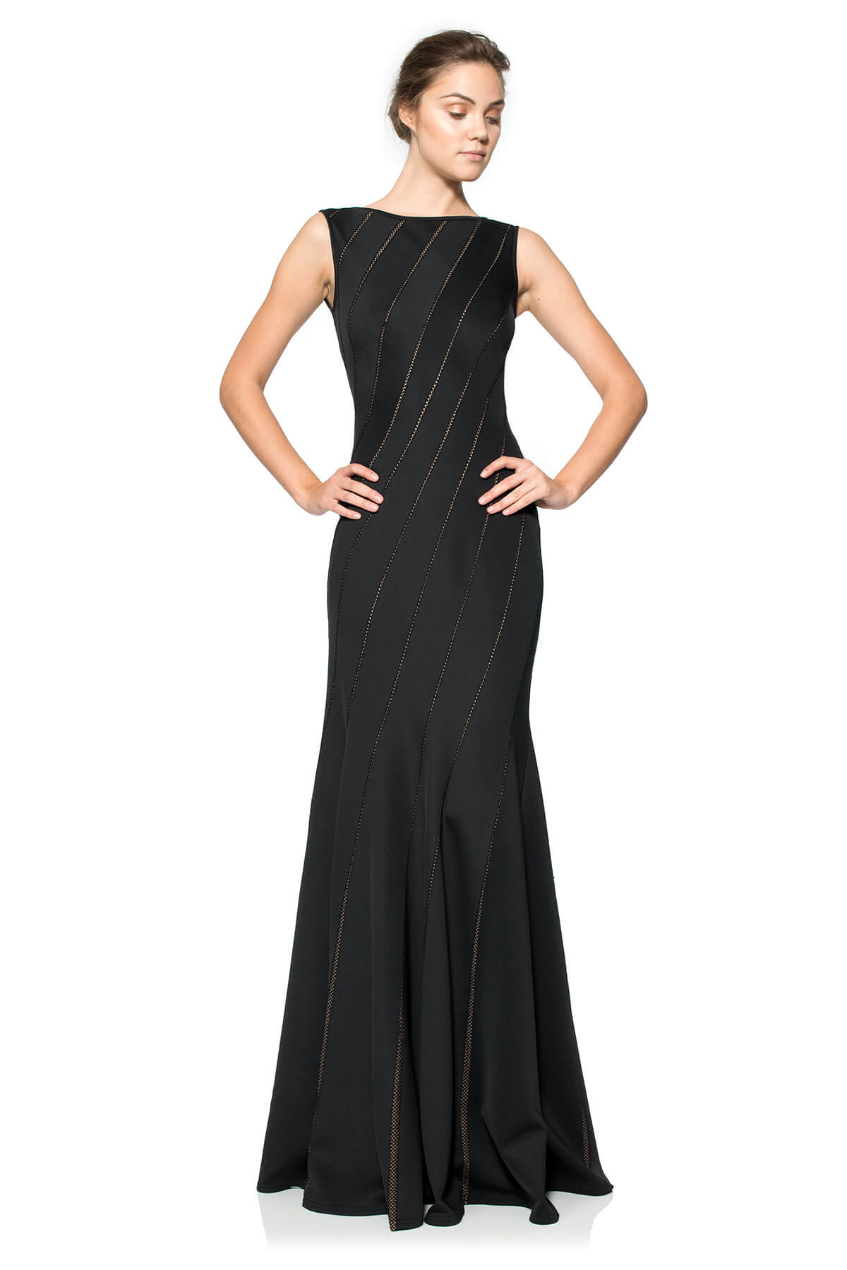 Cut Neoprene Boatneck Gown