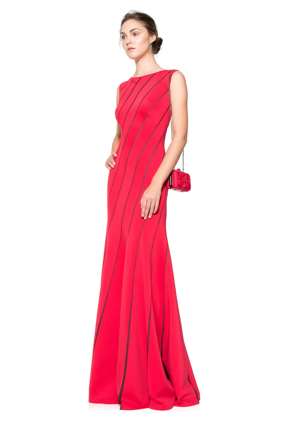 Cut Neoprene Boatneck Gown