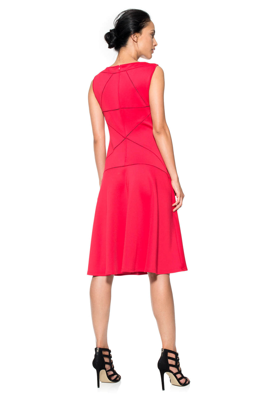 Cut Neoprene A-Line Dress with Mesh Insets