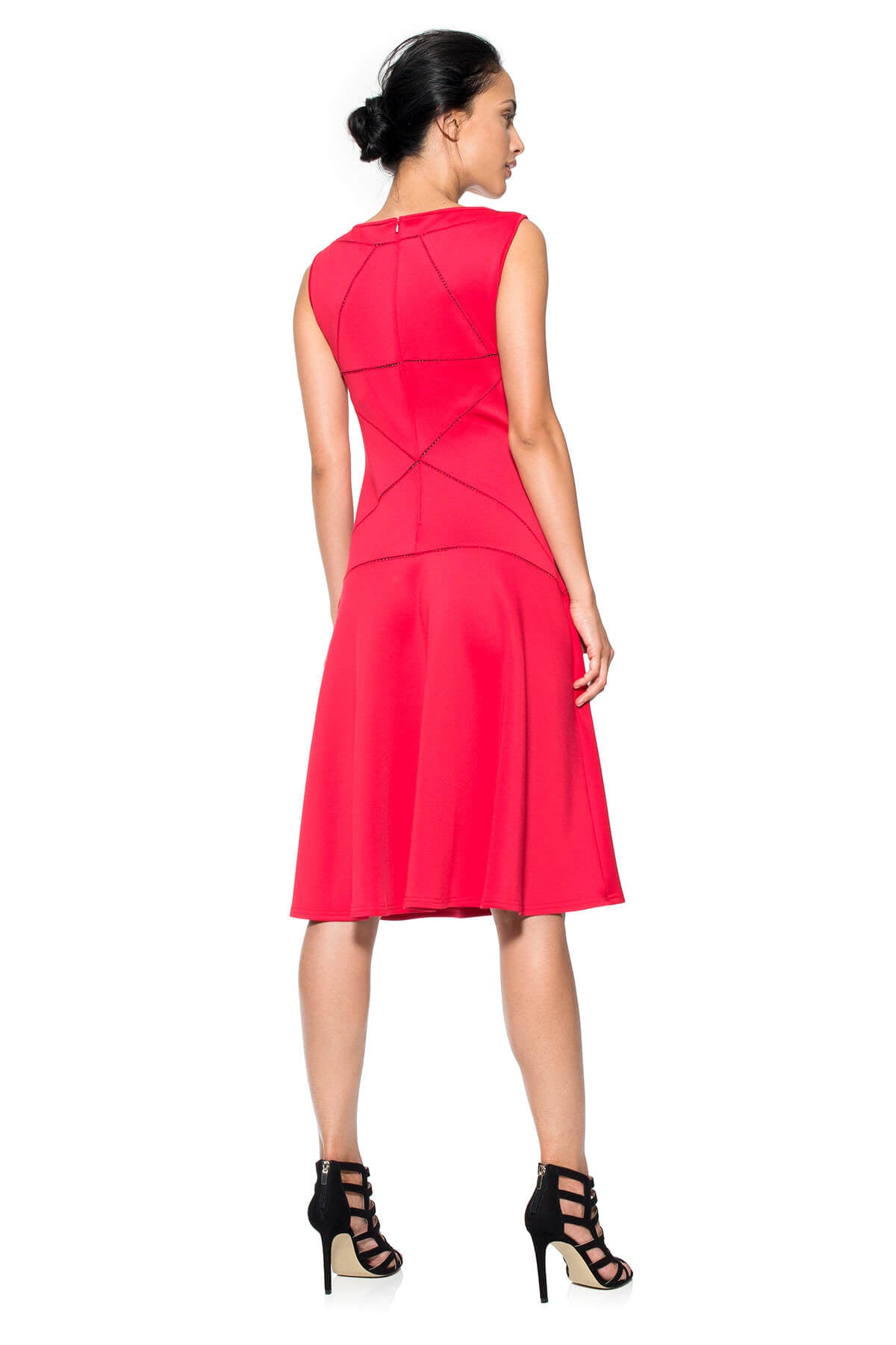 Cut Neoprene A-Line Dress with Mesh Insets