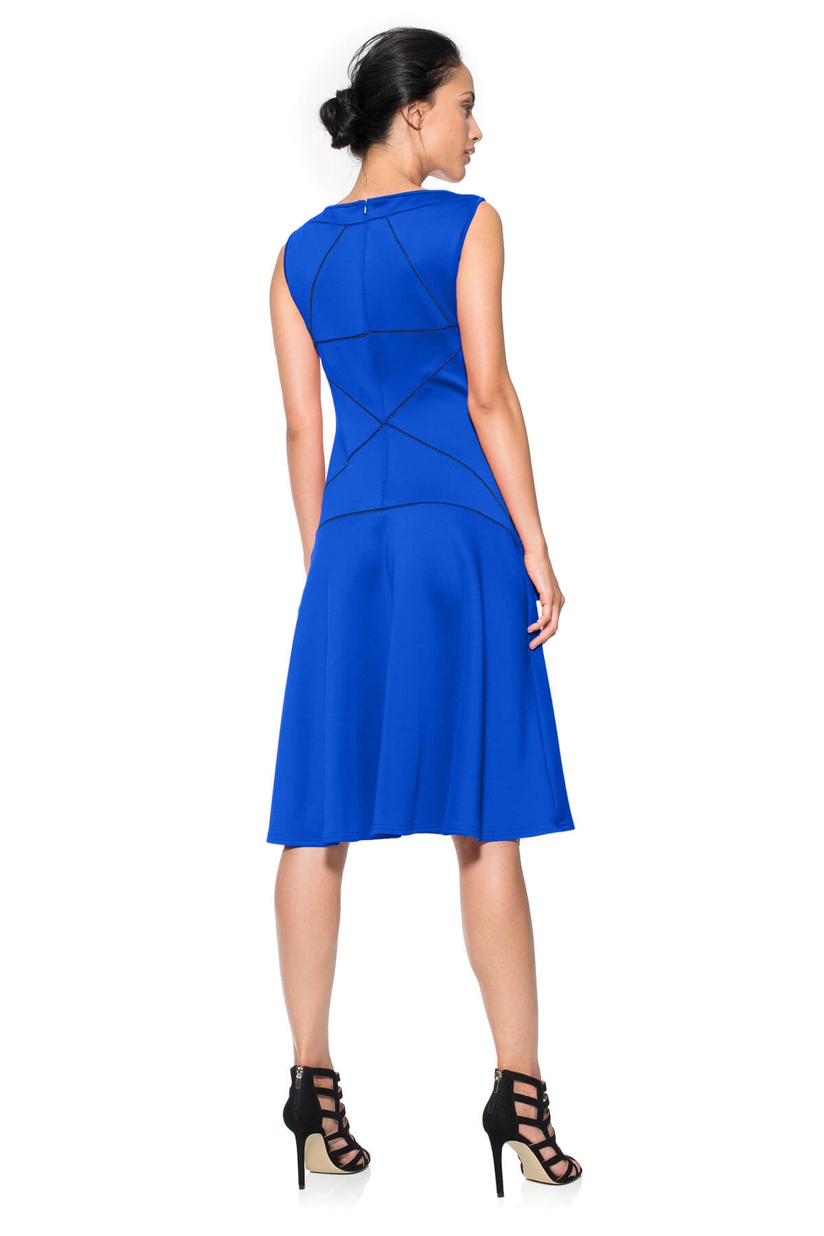 Cut Neoprene A-Line Dress with Mesh Insets
