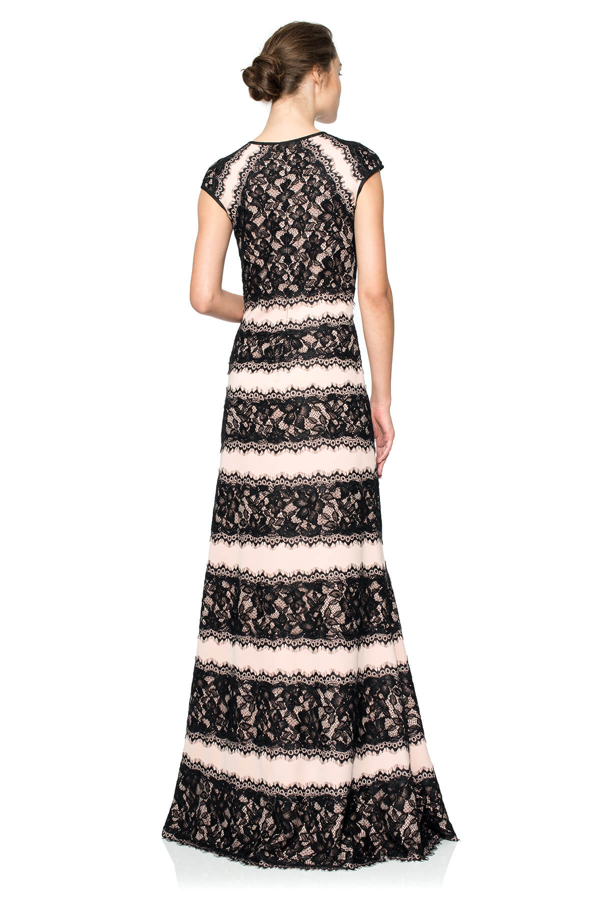 Neoprene and Lace Cap Sleeve Gown