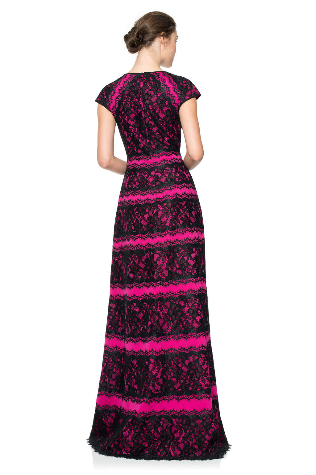Neoprene and Lace Cap Sleeve Gown