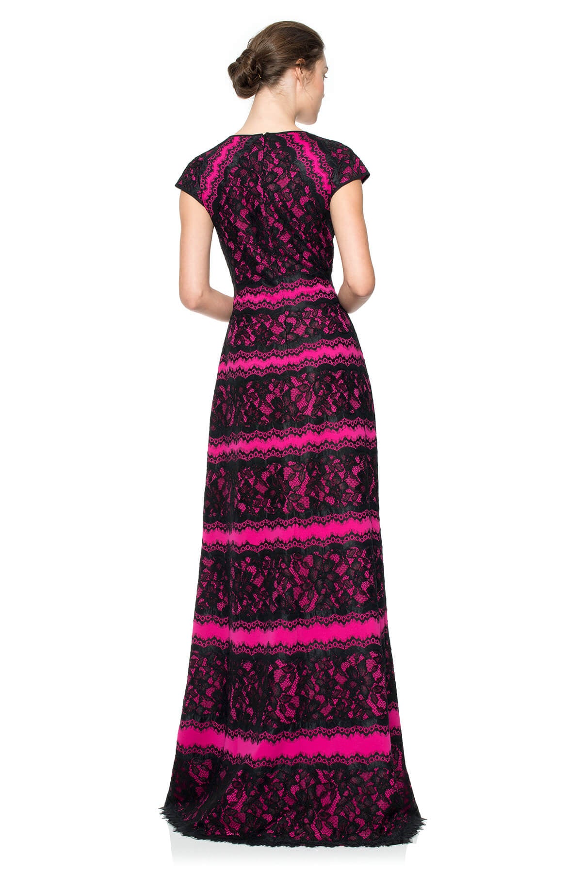 Neoprene and Lace Cap Sleeve Gown
