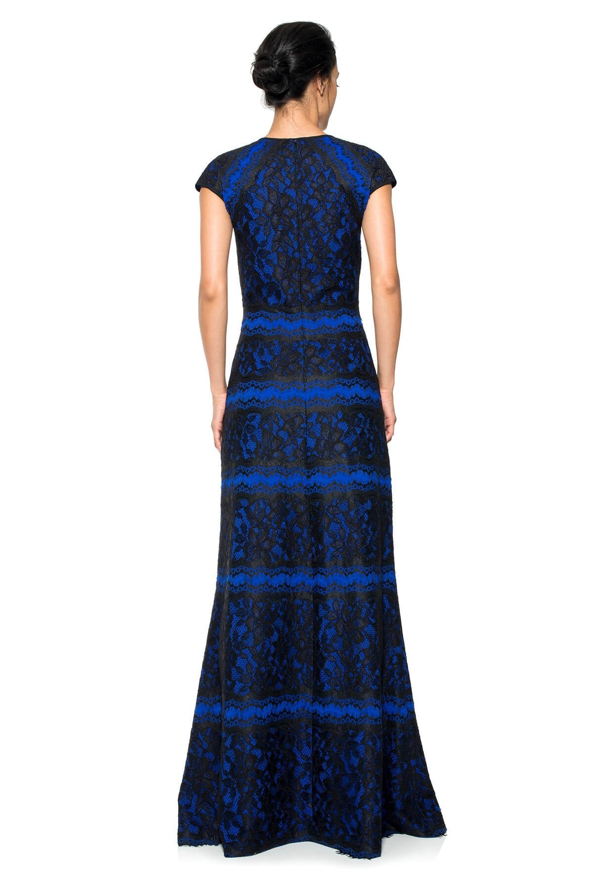 Neoprene and Lace Cap Sleeve Gown