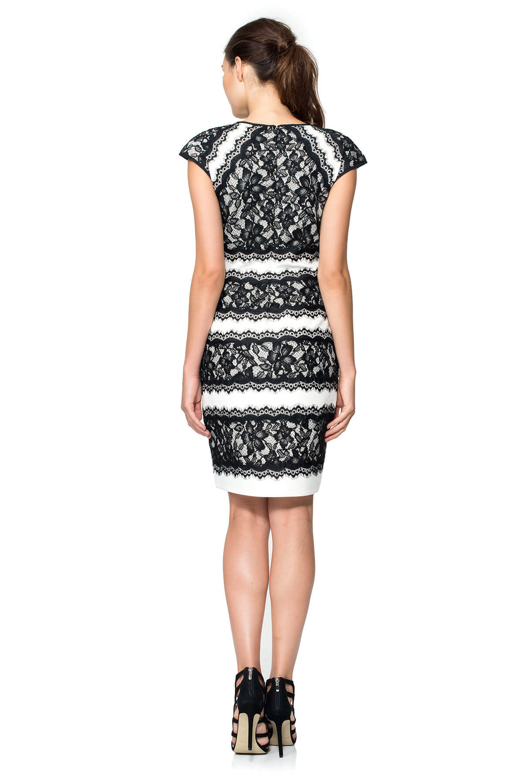 Neoprene and Lace Cap Sleeve Dress