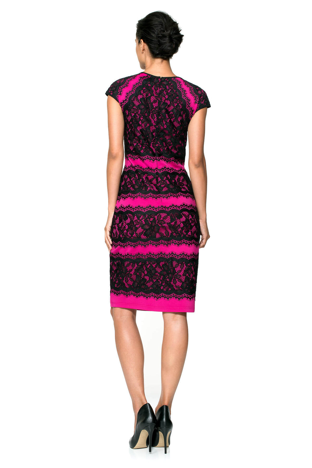 Neoprene and Lace Cap Sleeve Dress