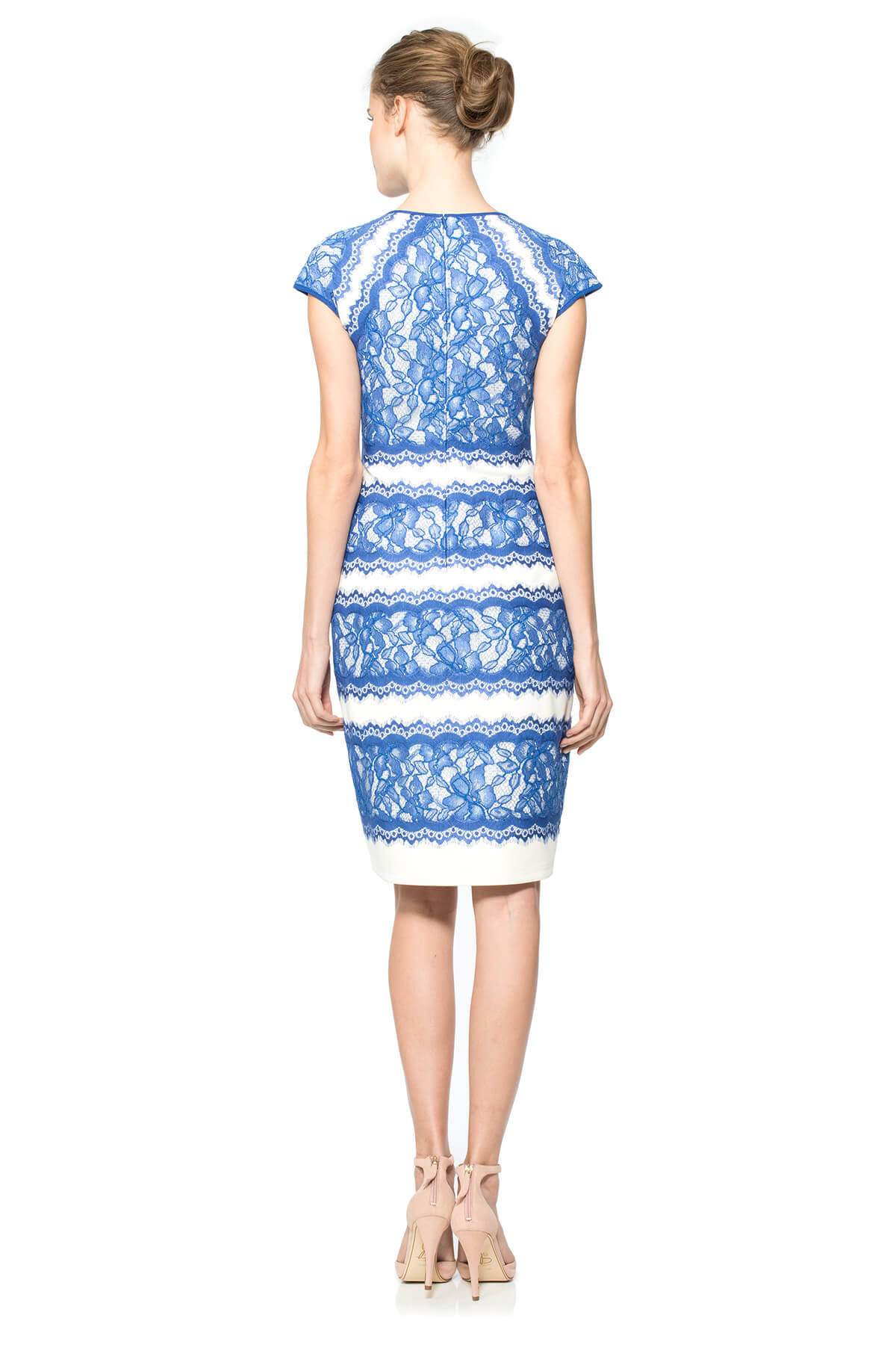 Neoprene and Lace Cap Sleeve Dress