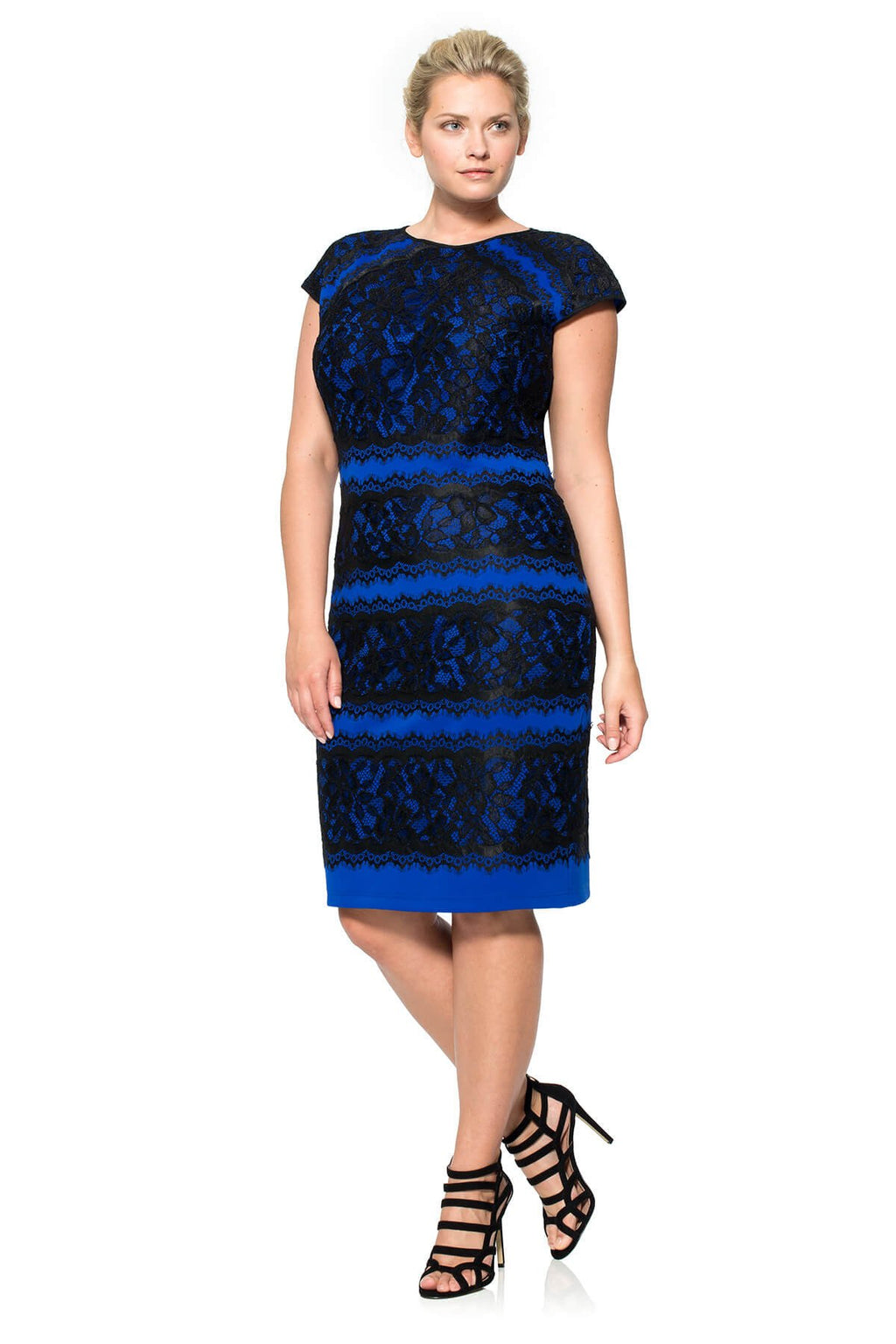 Neoprene and Lace Cap Sleeve Dress